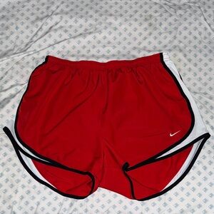 Nike Women's Red and White Athletic Shorts